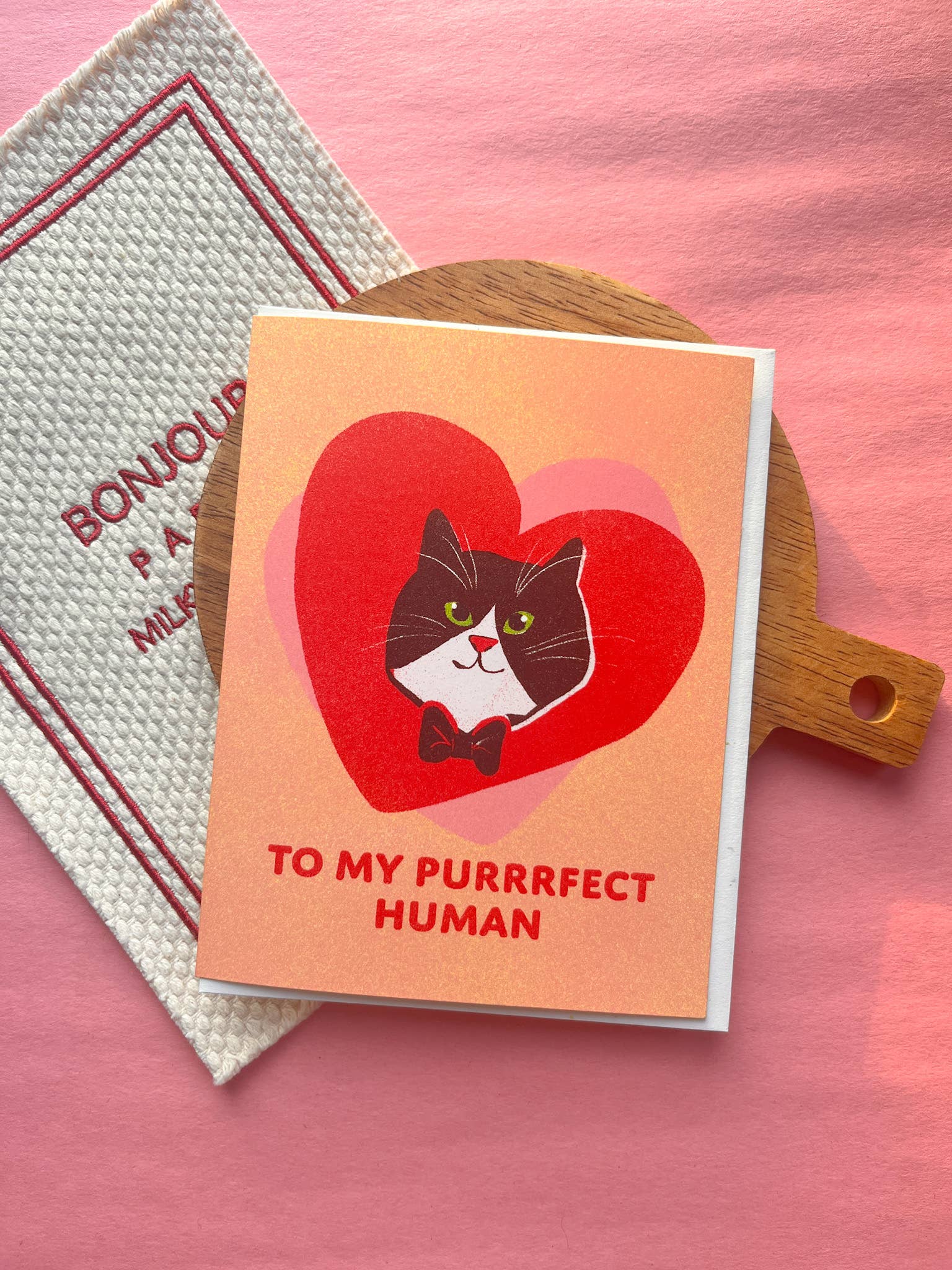 The Wednesday Co - Vente Cartes de déclaration d'amour - À mon humain parfait - Carte d'amour (style chat tuxedo)0