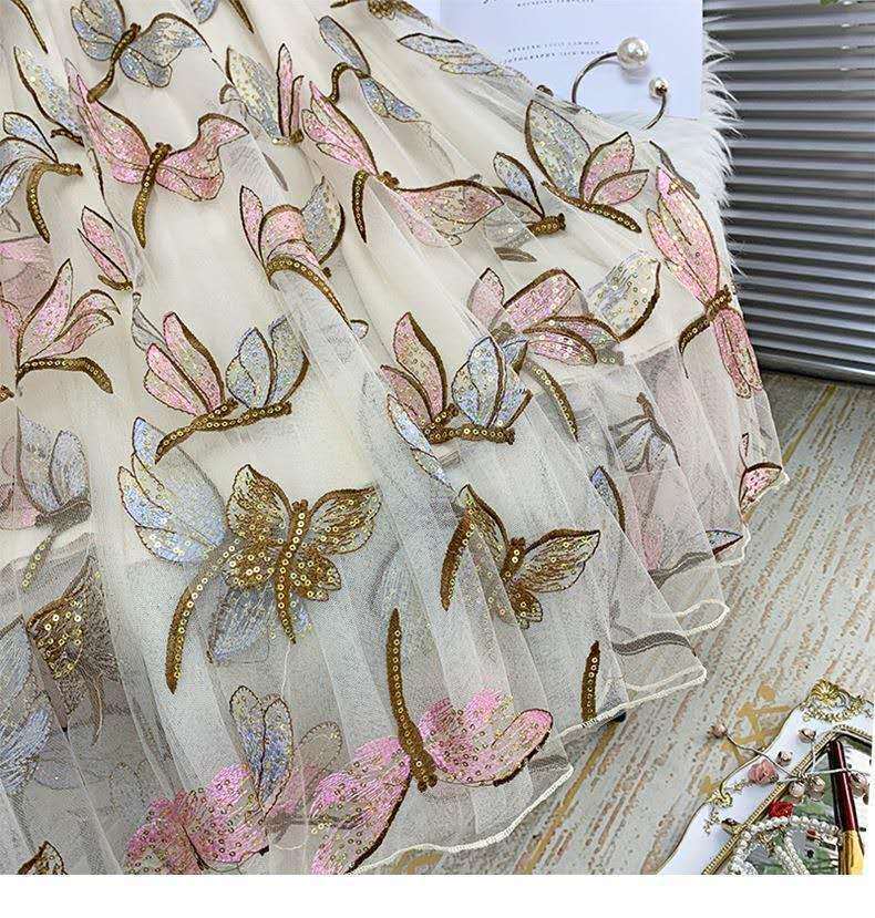 PEACH ACCESSORIES – wholesale Skirt – Women’s – Sequined Dragonfly Embroidery Mesh Tulle Skirts SK1946