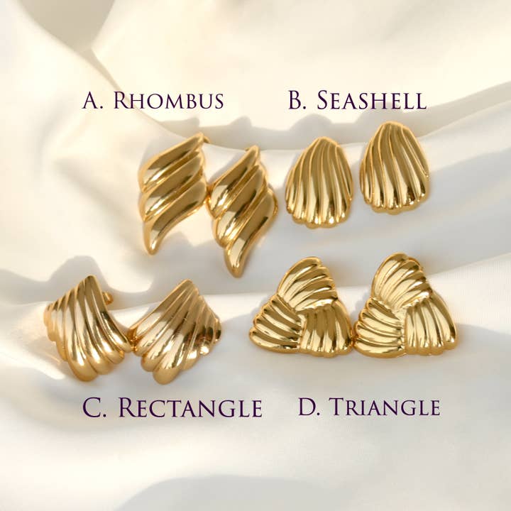 Blueyejewelry - Vendita all'ingrosso Orecchini pendenti - Orecchini Geometrici - Orecchini a Conchiglia Impermeabili con Creste9