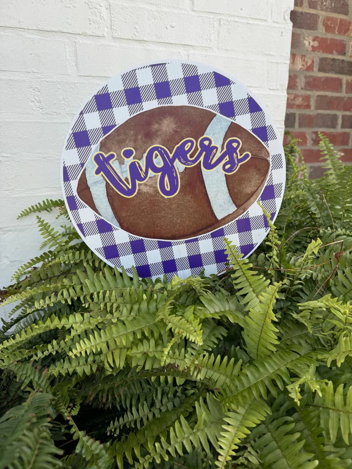 Tigers football gingham circle for wholesale by Lovely Reese