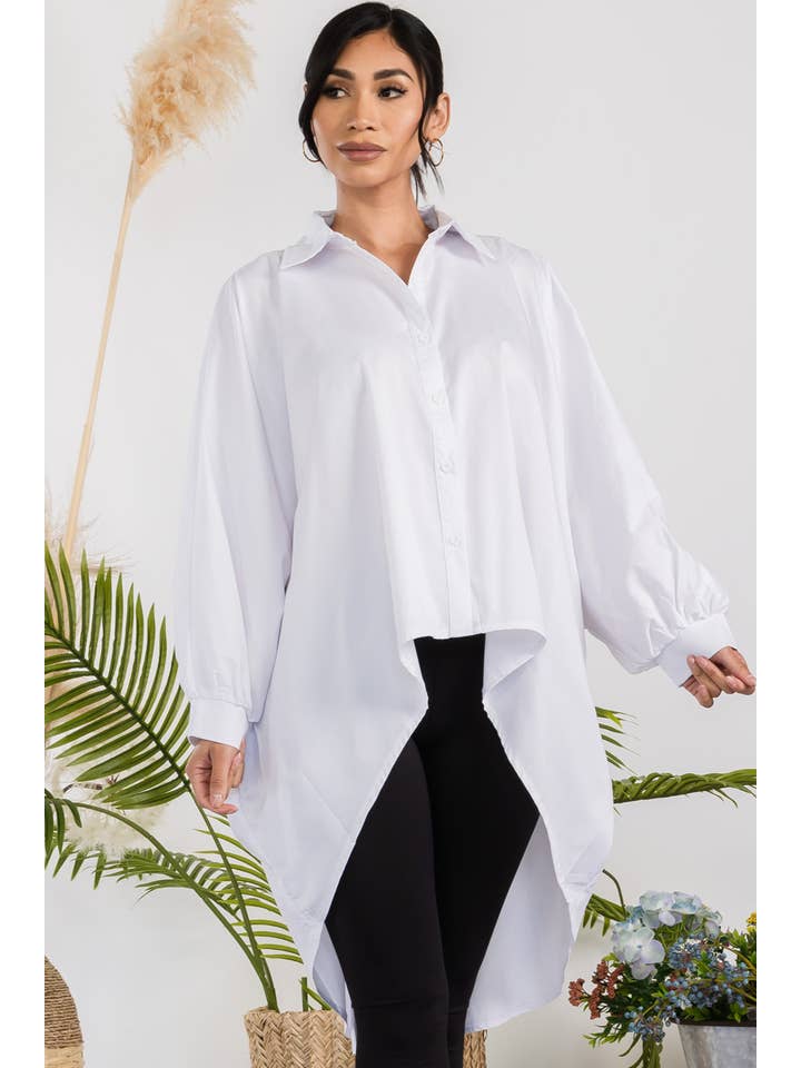 H&H Fashion Inc. - Wholesale Button Down Shirt - Women's - T304X - Hi-Lo Long Sleeve Shirt9