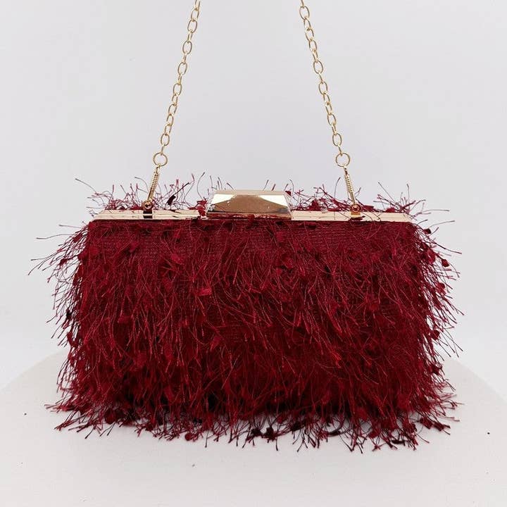 UZ Wholesale Store - Wholesale Clutch Bag - Women's - Fashionable Rectangular Fringed Evening Clutch