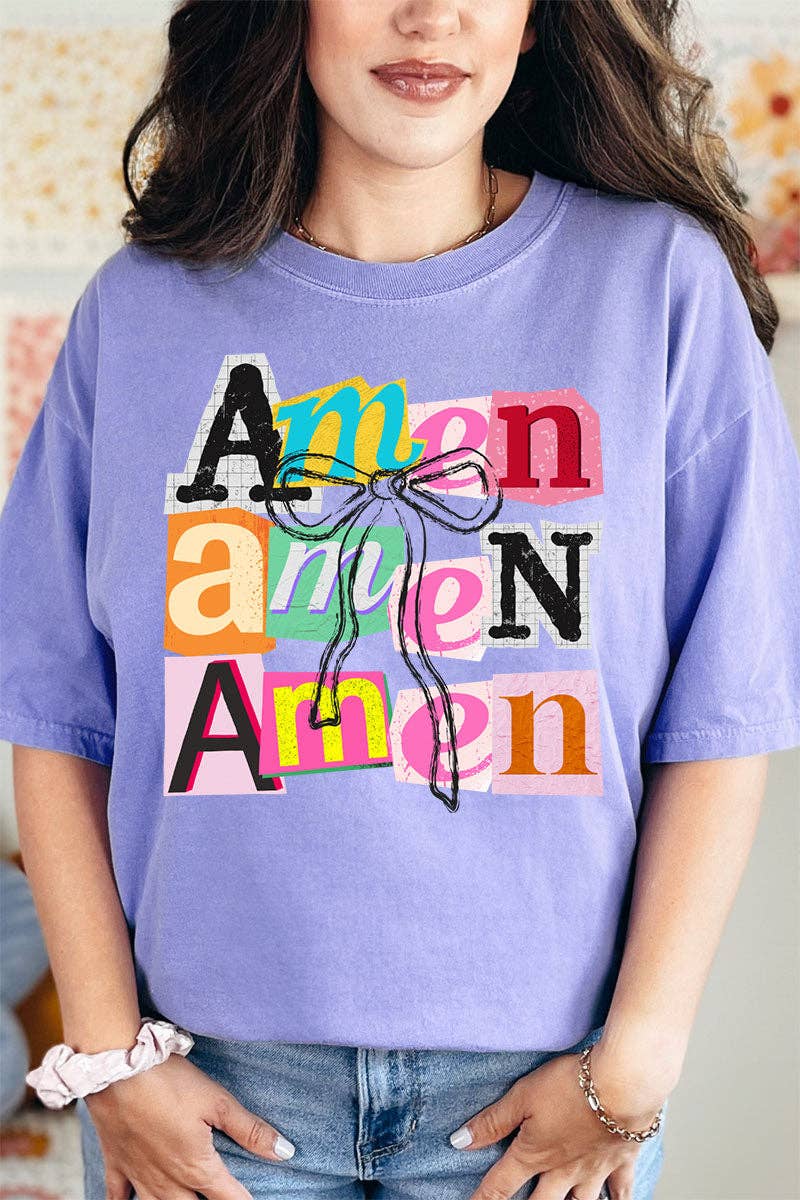 Wholesale Accessory Market - Wholesale Screen Printed T-Shirt - Women's - Stacked Amen Coquette Comfort Colors Adult Ring-Spun Cotton Tee5