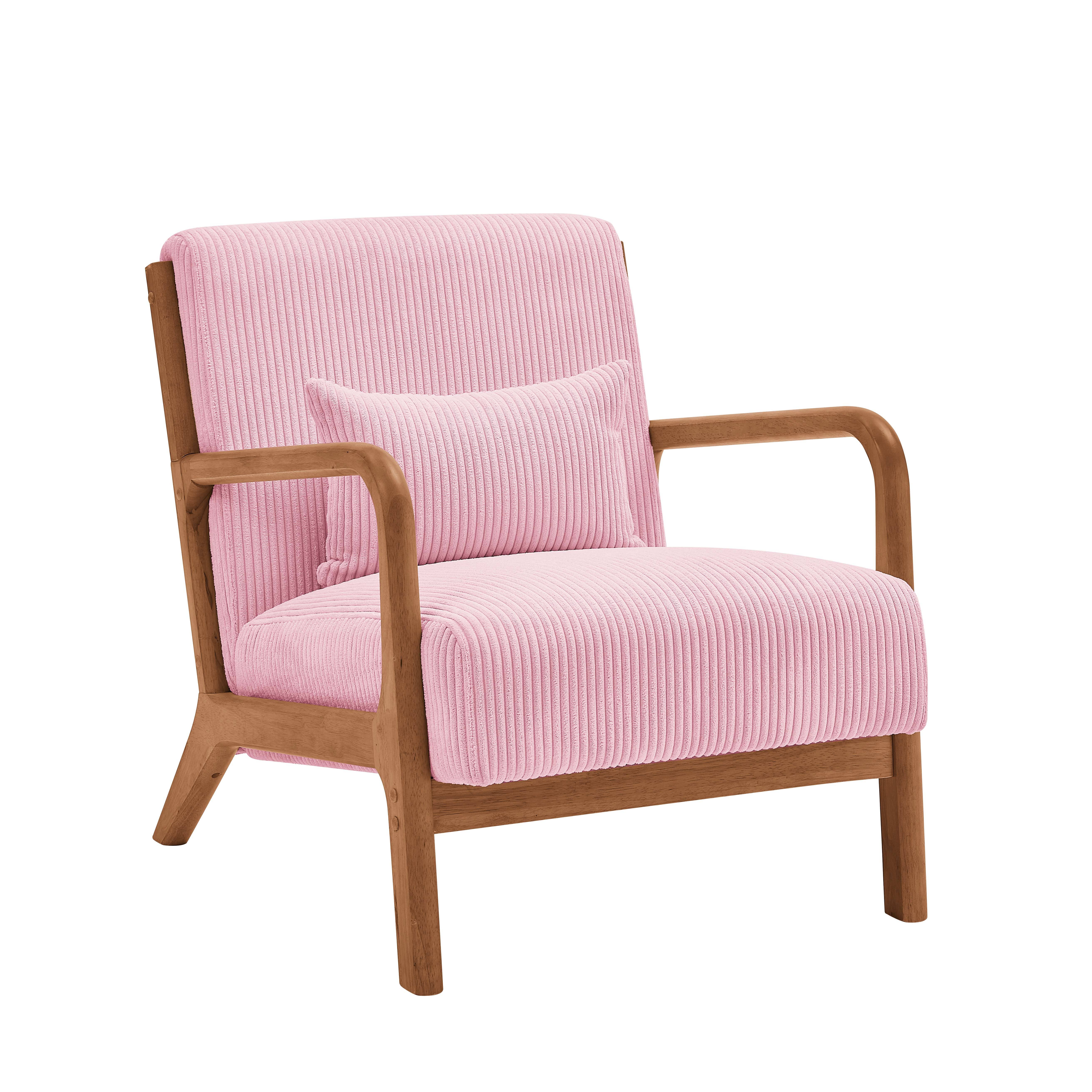 39F Inc. - Vente Chaises - Fauteuil en velours côtelé en bois, Gris/Beige/Jaune/Rose/Camel24