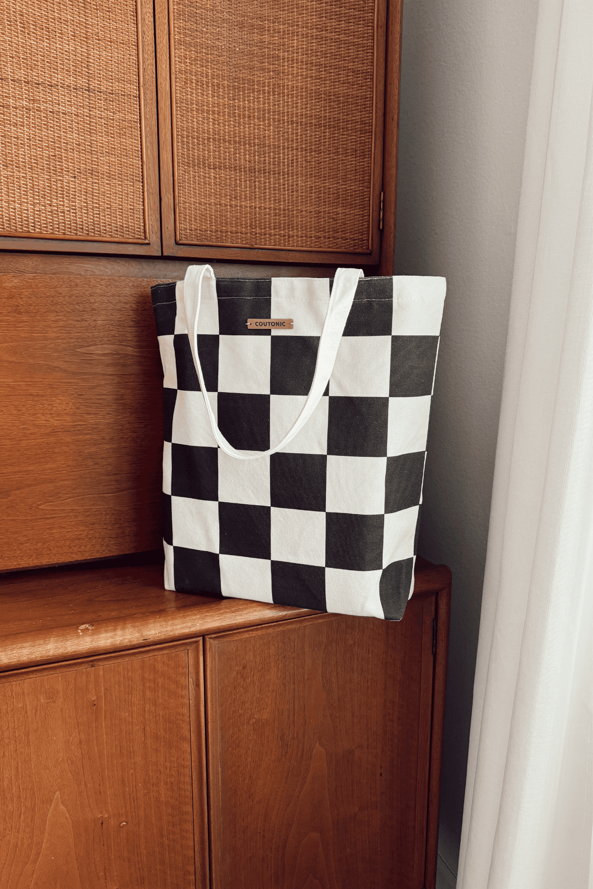 COUTONIC - Wholesale Tote Bag - Women's - Organic Cotton Black Sands Checker Tote 2.07