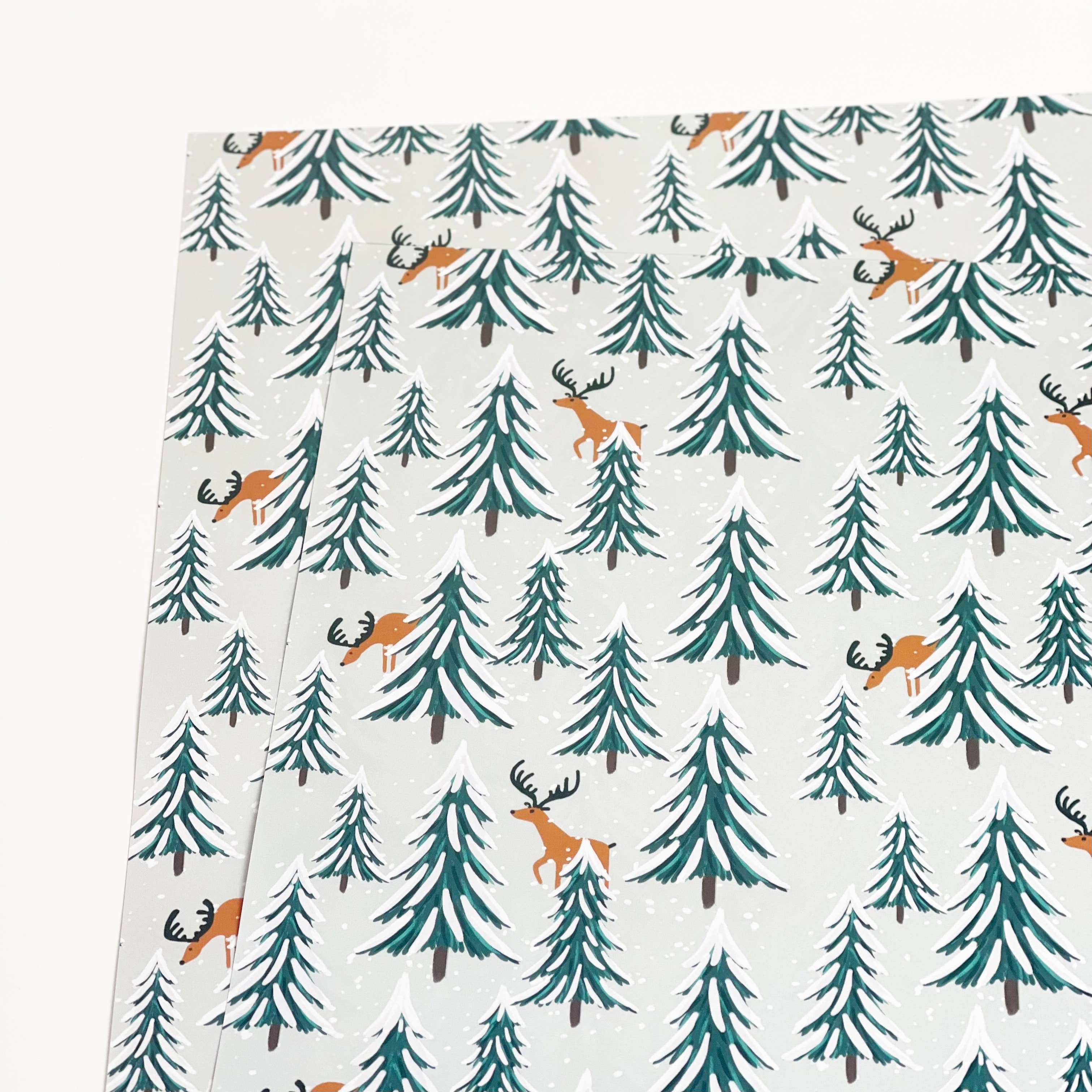 Lomond Paper Co – wholesale Flat wrap – Reindeer and Christmas Tree Recyclable Gift Wrap1