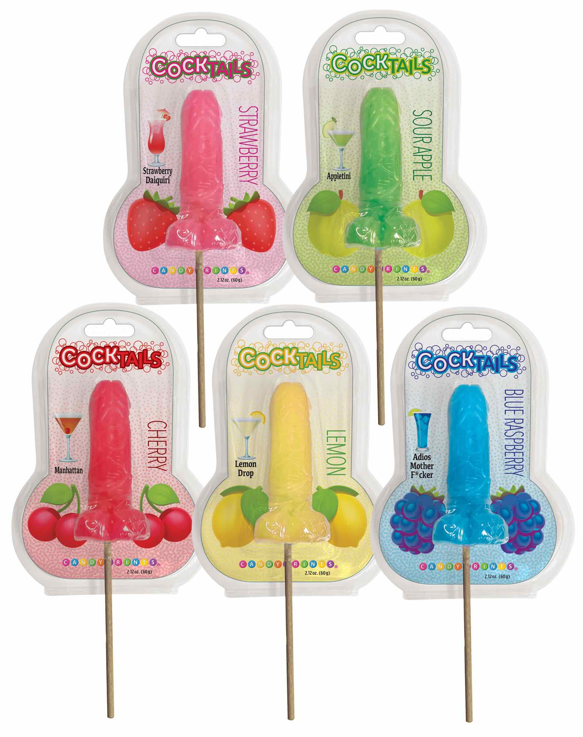 Little Genie Productions - Vente Sucettes - COCKtails - Sucette Pénis Inspirée de Cocktail - Framboise Bleue Adios Mother F*cker 🫐1
