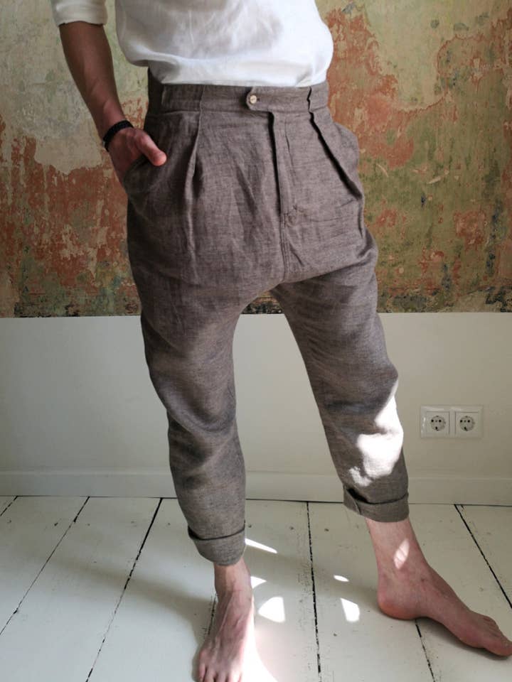 Pantaloni in Lino a Cavallo Basso per la vendita all'ingrosso da parte di VADU Linen