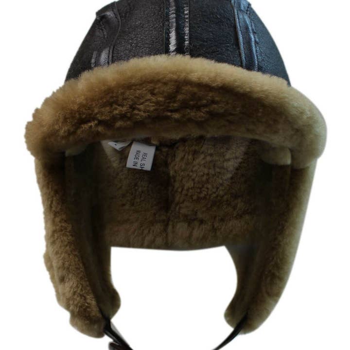 Infinity Leather (Upperclass Fashions Ltd) – wholesale Trapper/bomber hat – men's – Mens RAF Aviator Sheepskin B-55 Trapper Hat