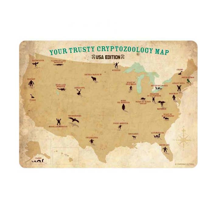 Copernicus Toys - Wholesale Postcard - Cryptids of the USA PostcardÂ
Cryptozoology Map
