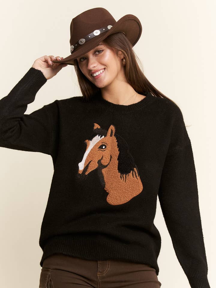 PLUS SIZE HORSE KNIT SWEATER for wholesale by JADE BY JANE