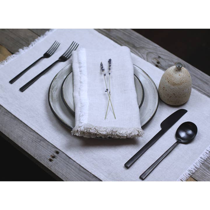 LinenCasa - Wholesale Placemat - Linen Placemat - Stonewashed - Light Natural w Frayed Edges9