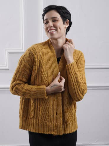 Kara Short Cable Knit Cardigan for wholesale by Alpaca Collections