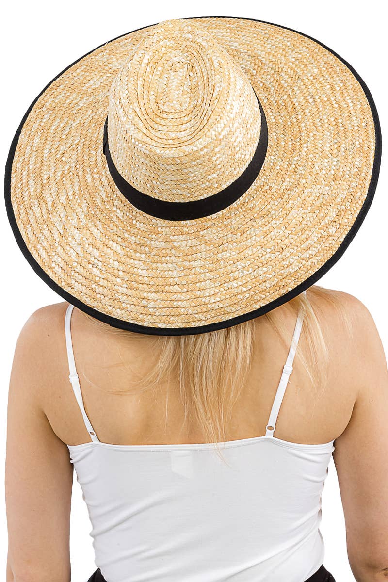 Cap Zone - Wholesale Straw Hat - Women's - Grosgrain Chin Strap Wide Brim Wheat Straw Lifeguard Hat19