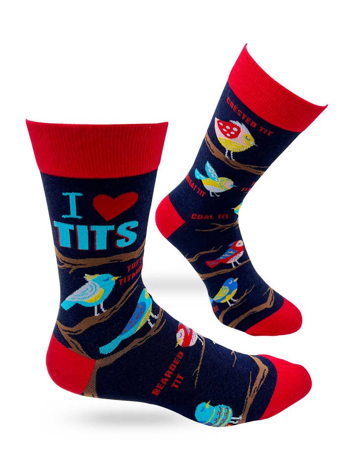 Fabdaz - Wholesale Socks - Men's - I Heart Tits Men's Novelty Crew Socks