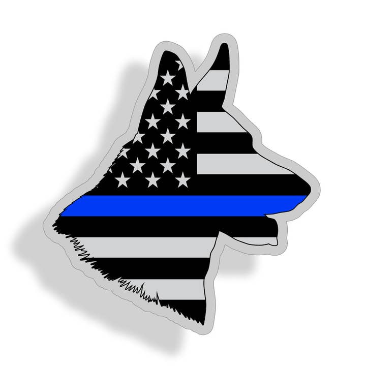 German Shepherd Blue Line Head Sticker for wholesale by Real Sticky