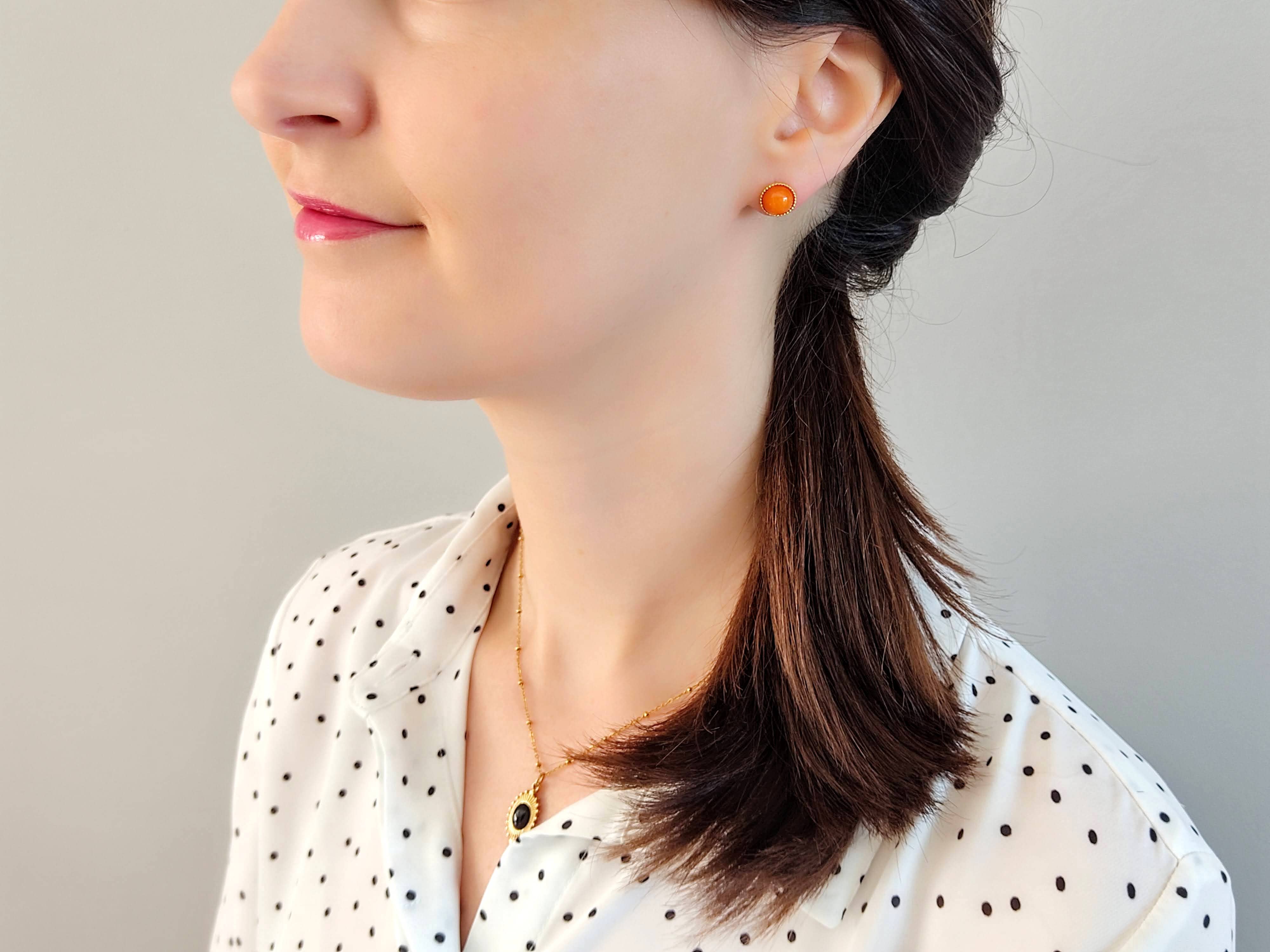Sophie Bijoux - Wholesale Stud/Post Earrings - La Classique Orange Agate Earrings3