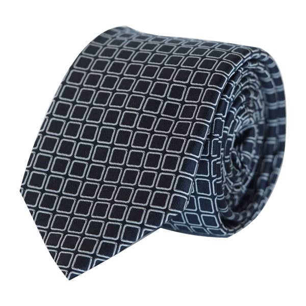 Cravate carrée en soie italienne à motif fait main noire - Skinny pour la vente par COCHIC