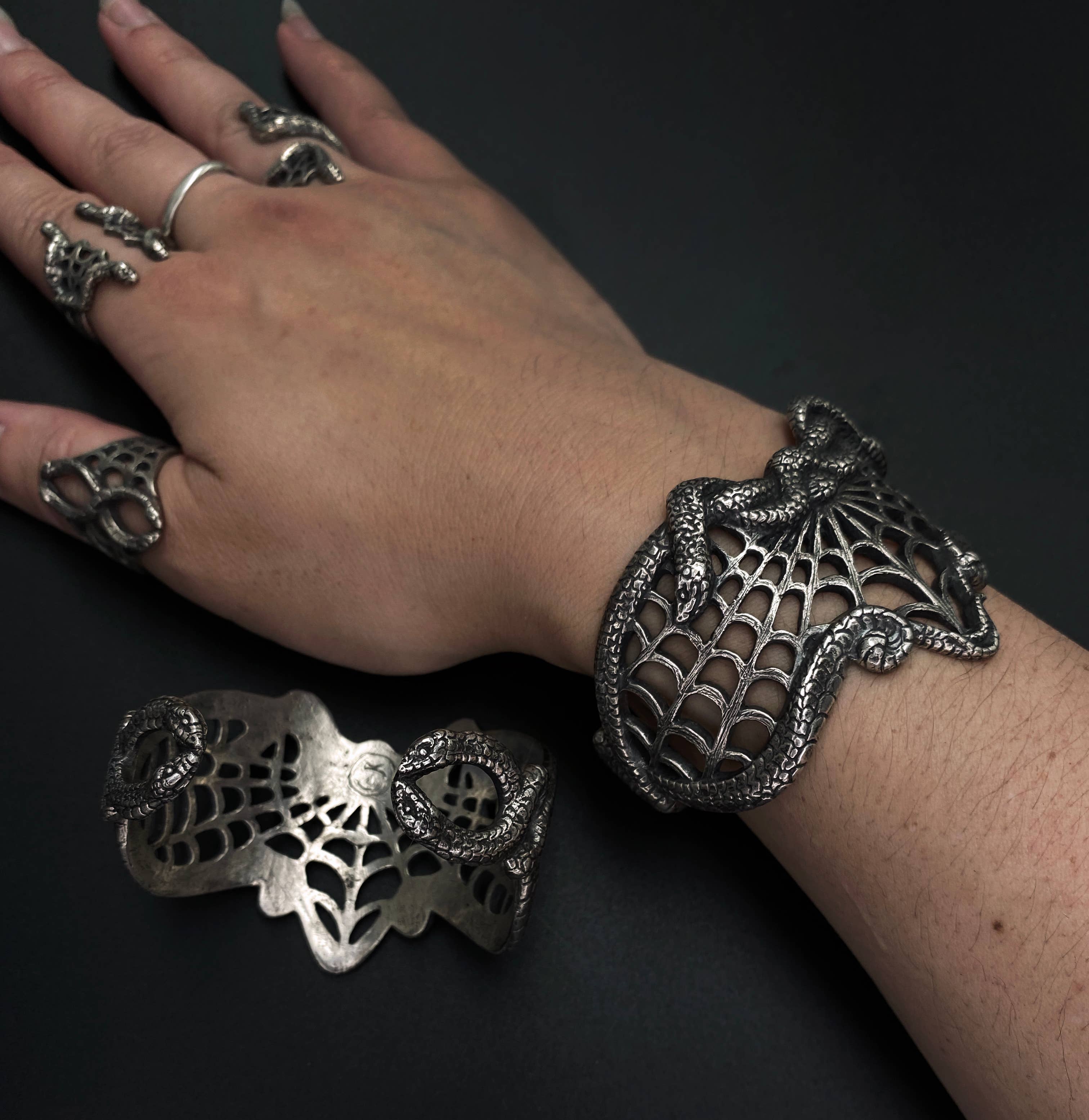 Miyu Decay - Wholesale Cuff Bracelet - Medusa's Lace Cuff in Brass and Sterling Silver3
