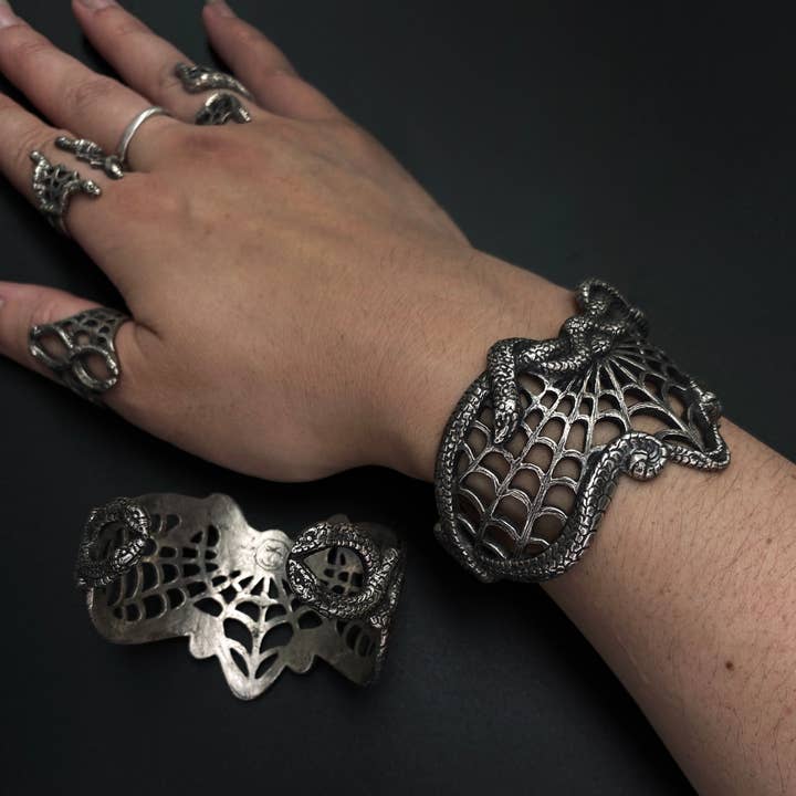 Miyu Decay - Wholesale Cuff Bracelet - Medusa's Lace Cuff in Brass and Sterling Silver3