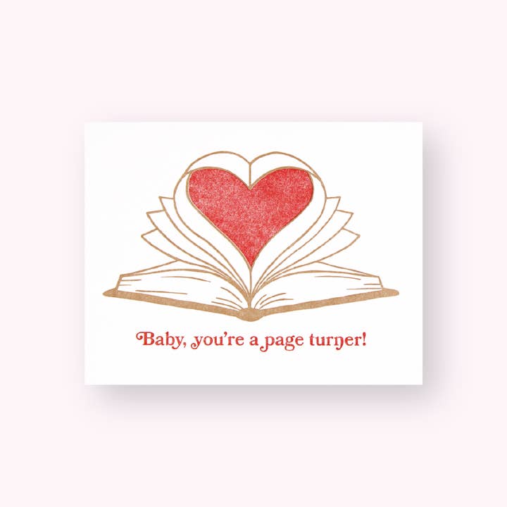 Biglietto Tipografico "Page Turner" di San Valentino per la vendita all'ingrosso da parte di Letterpress PLAY