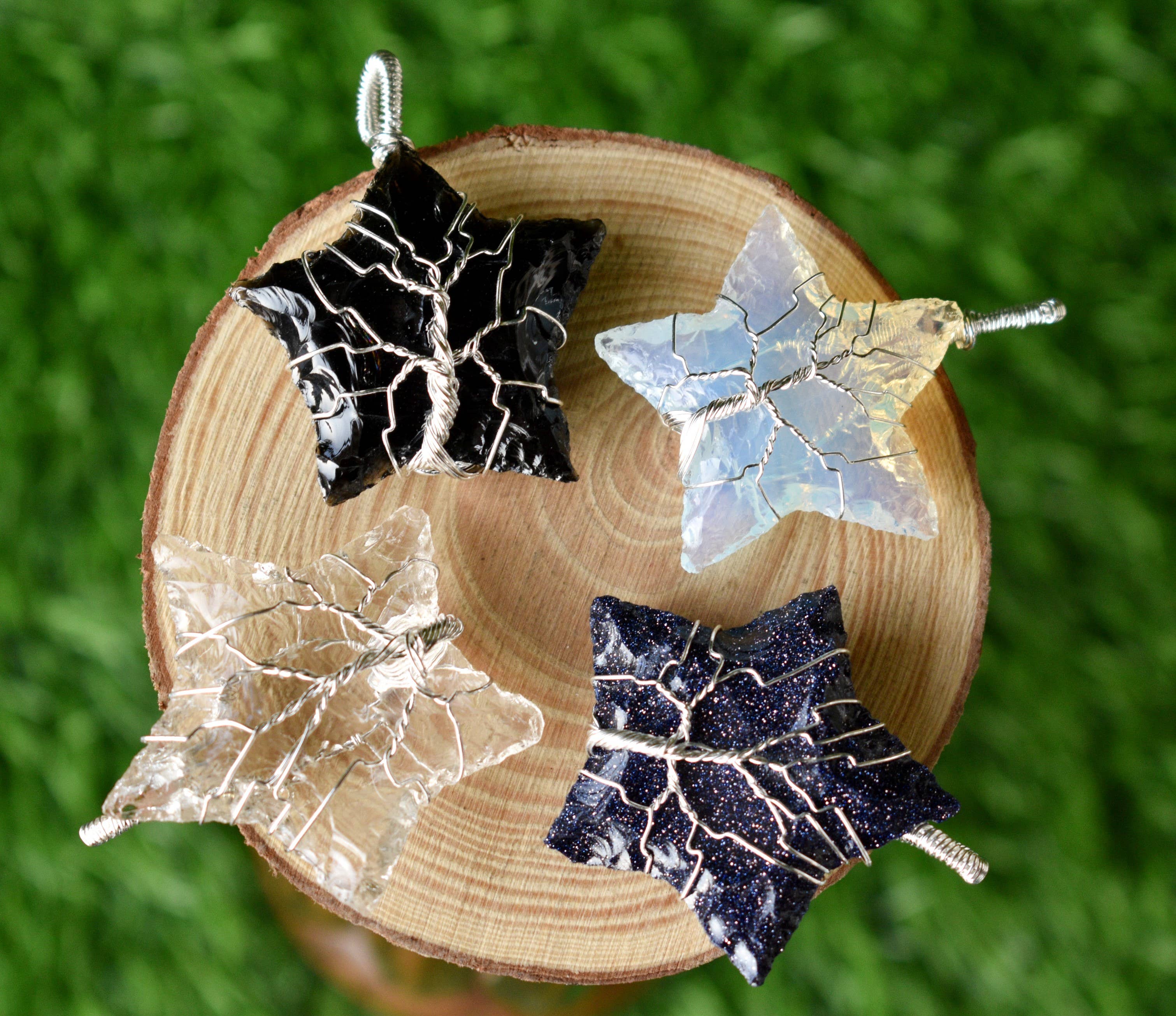 Soothing Crystals - Wholesale Individual Charm/Pendant - Silver Wire Wrapped Crystal Star Pendants Gemstone Necklace6