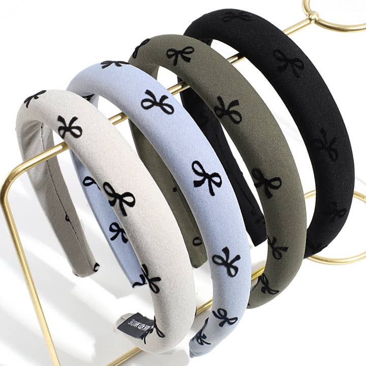 ACCITY - Wholesale Fashion Headband - Women's - SIMPLE SOLID COLOR BOW PRINT HEADBAND_CWAHA2245