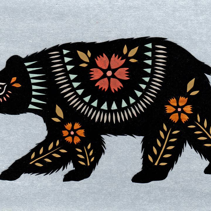 Night Wanderer — Impression artistique sur papier découpé de 5 x 7 pouces pour la vente par Rural Pearl: Cut Paper Art by Angie Pickman