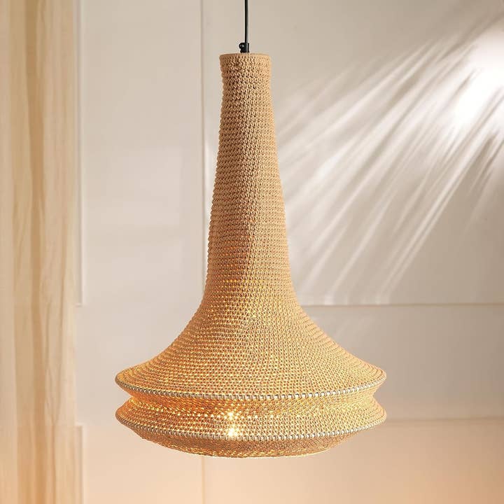 Earth - Crochet Pendant Cotton Ceiling Lamp (Natural Cream) for wholesale by GoGlocal