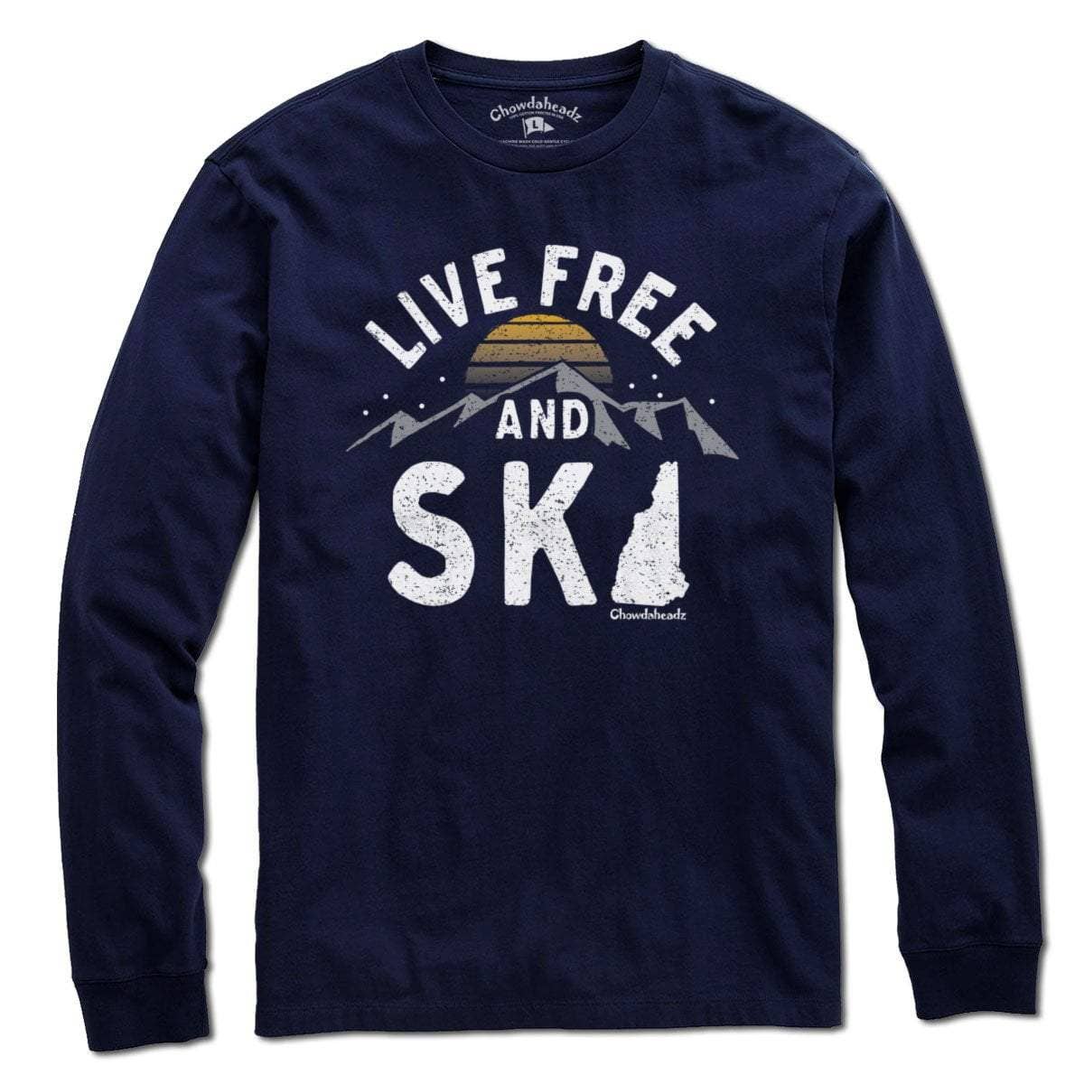 Navy Live Free and Ski New Hampshire T-Shirt for wholesale on Faire1