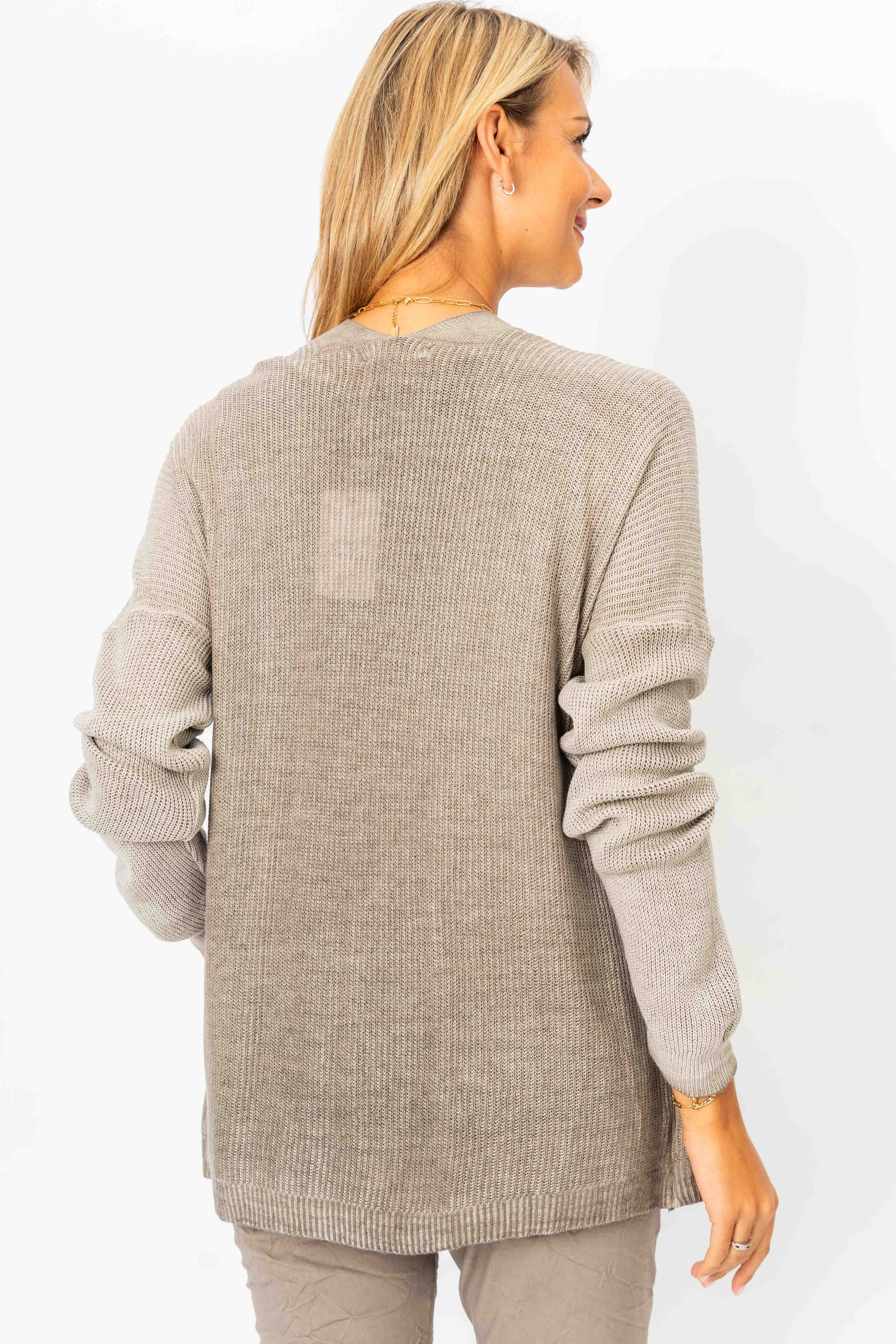 Look Mode Usa - Vente Cardigan – femme - Cardigan en maille doré scintillant3