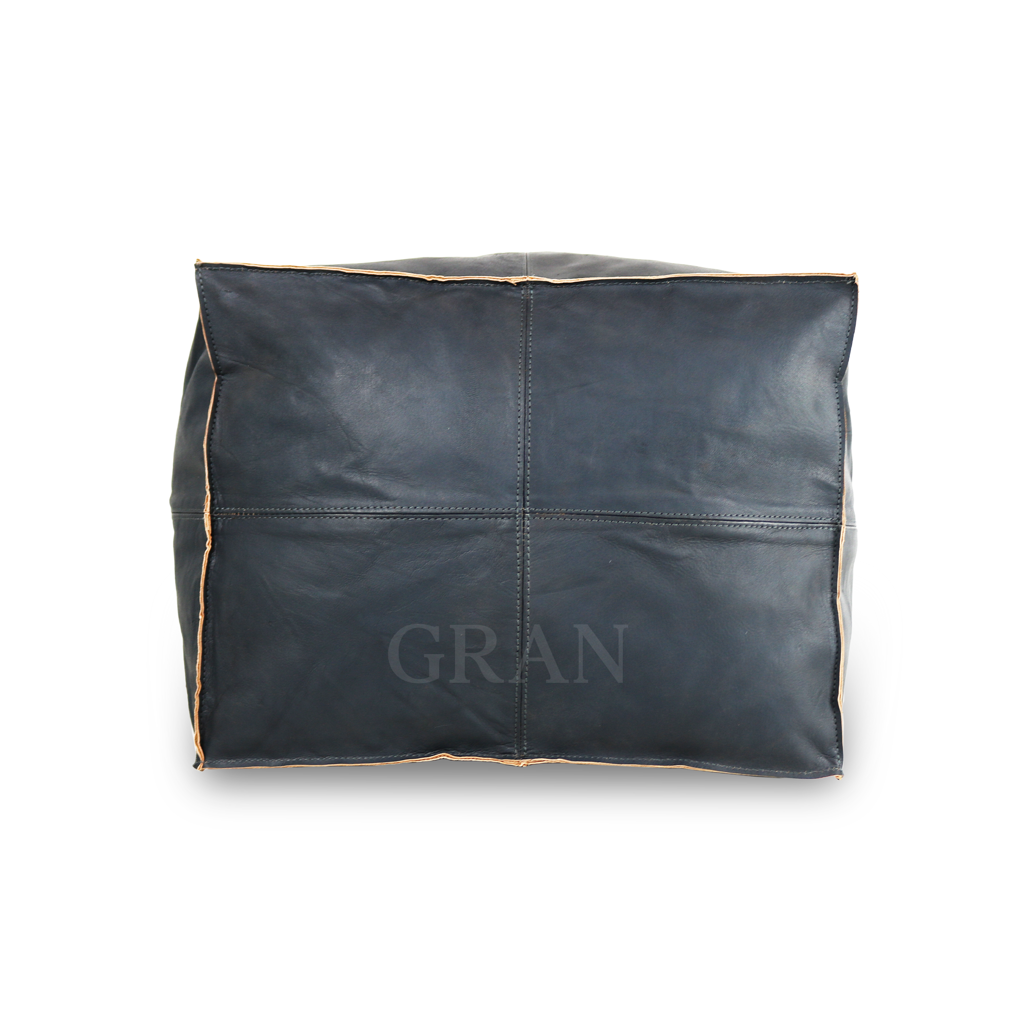 Gran Wholesale - Wholesale Pouf - Handmade Moroccan Square Leather Pouf Dark Gray - Unstuffed3