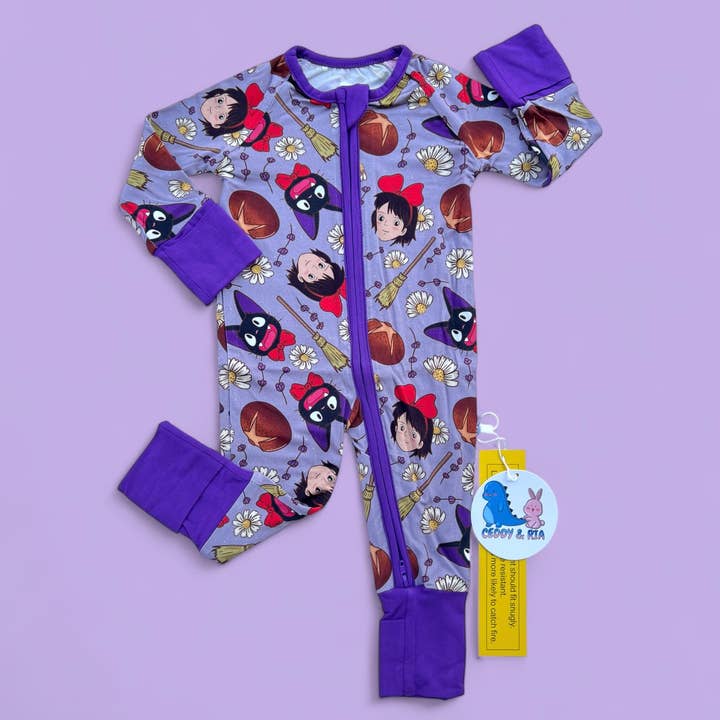 Kawaii Bakery Witch bamboo zippy convertible romper pajamas for wholesale by CEDDY & RIA