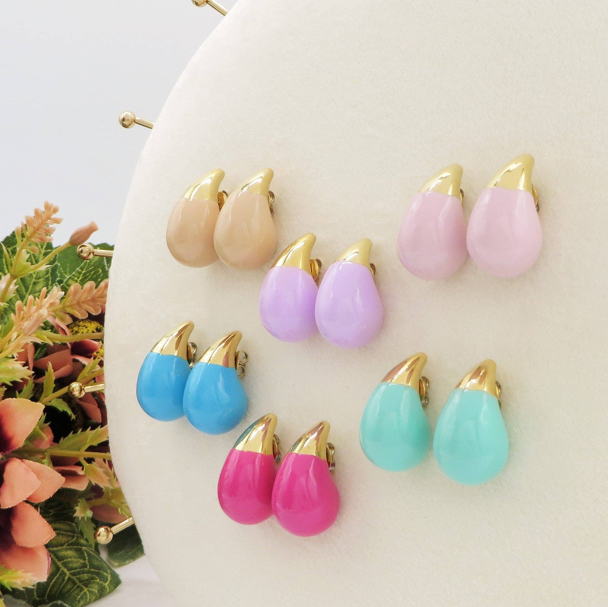 Daemon srls - Wholesale Stud/Post Earrings - DROP SPRING COLOURS - ACCIAIO  inossidabile ~ Paio Orecchini goccia bombe' smaltati9