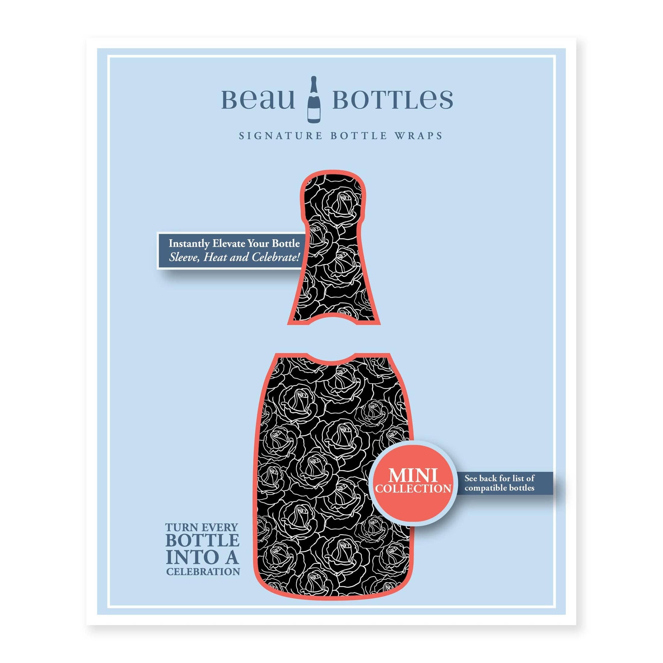 Beau Bottles - Wholesale Wine Gift Bag - Beau Bottles Black and White Roses - MINI Prosecco Collection - Six Pack5