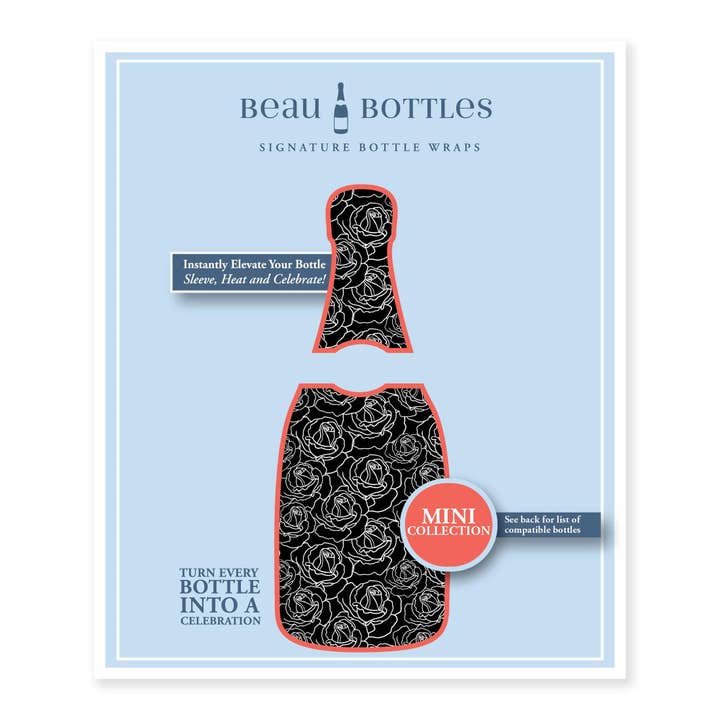 Beau Bottles - Wholesale Wine Gift Bag - Beau Bottles Black and White Roses - MINI Prosecco Collection - Six Pack5