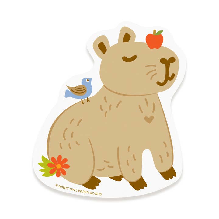 Capybara Vinyl Sticker for wholesale by Night Owl Paper Goods