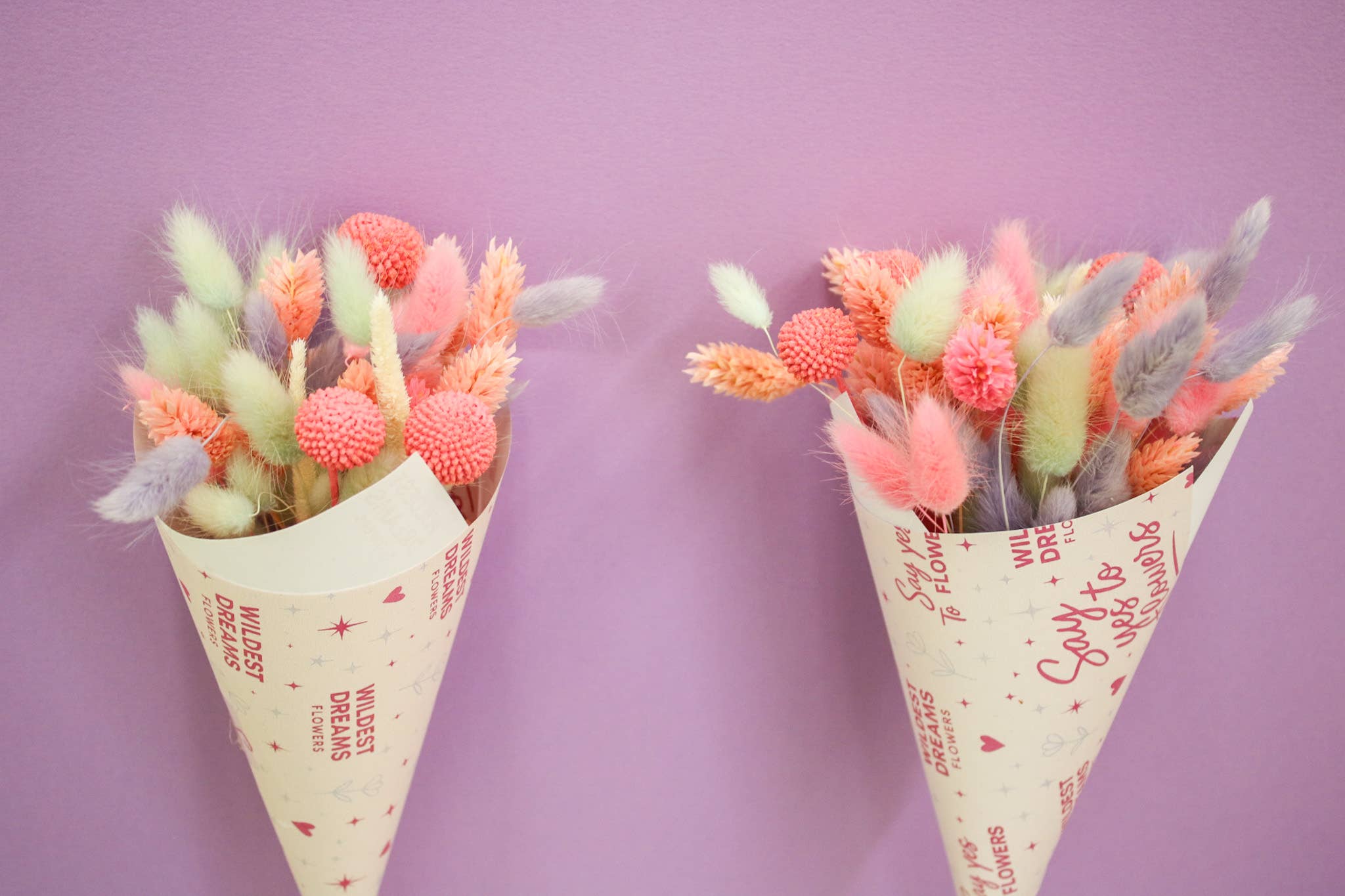 Wildestdreams.flowers - Wholesale Dried/Pressed Flowers - Pastel Bunny Tails Bunch | Pink Lavender Blue Dried Flowers 2