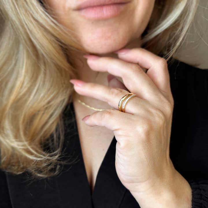 GoldFi - Wholesale Band/Stacked Ring - 18k Gold Filled Stackable Wave Ring8