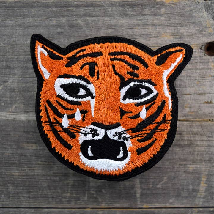 Crying Tiger Embroidered Patch for wholesale by Quiet Tide Goods