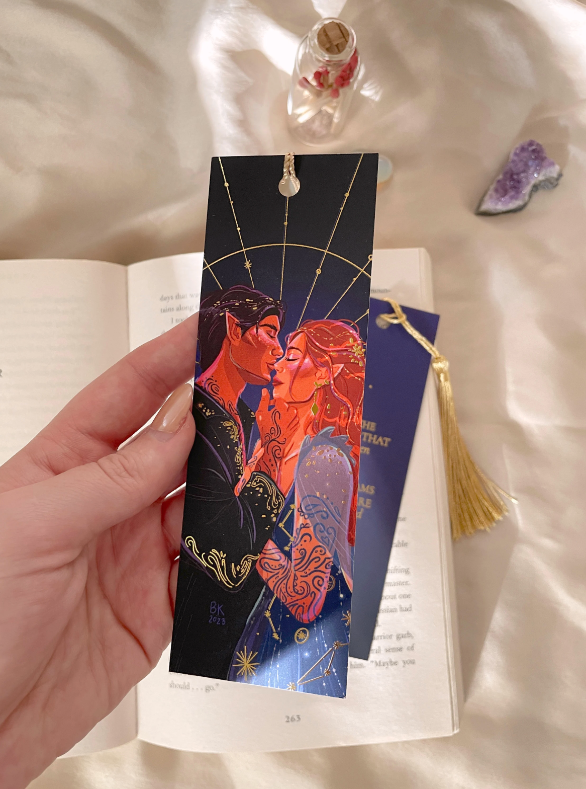 Brittany Keller Art - Wholesale Bookmark - Feyre & Rhysand Gold Foil Bookmark  2