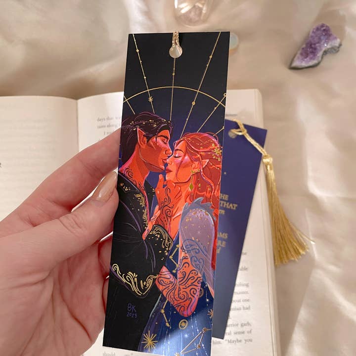 Brittany Keller Art - Wholesale Bookmark - Feyre & Rhysand Gold Foil Bookmark 2