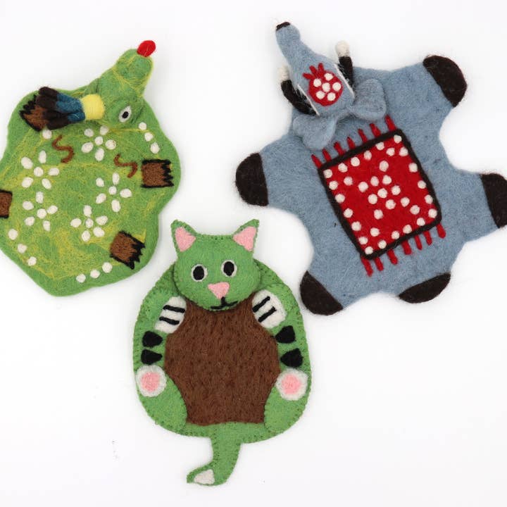 Animal Wool Felt Coffee Cup Mug Table Mat Coasters - Cat, Elephant for wholesale by Sparkle Being