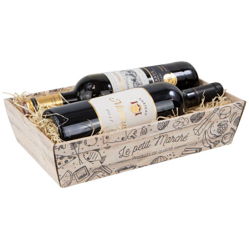 Brown Black Cardboard Basket Flat 33x20x7.5cm The Little Market for wholesale on Faire1