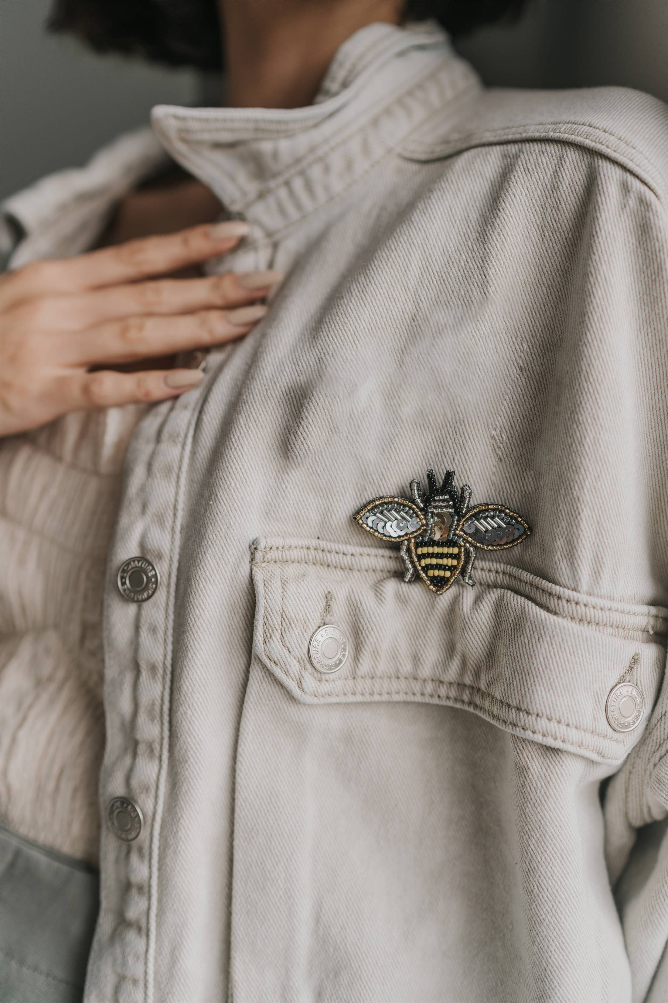 Matr Boomie Fair Trade - Wholesale Brooch - Bala Mani Beaded Bee Brooch Pin - Handmade, Fair Trade3