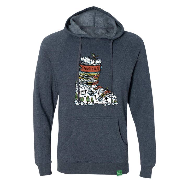 Powder Day Boot Hoodie for wholesale by Wild Tribute