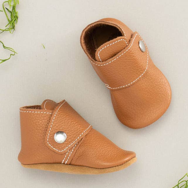 the snap boot: almond for wholesale by Mon Petit Shoes