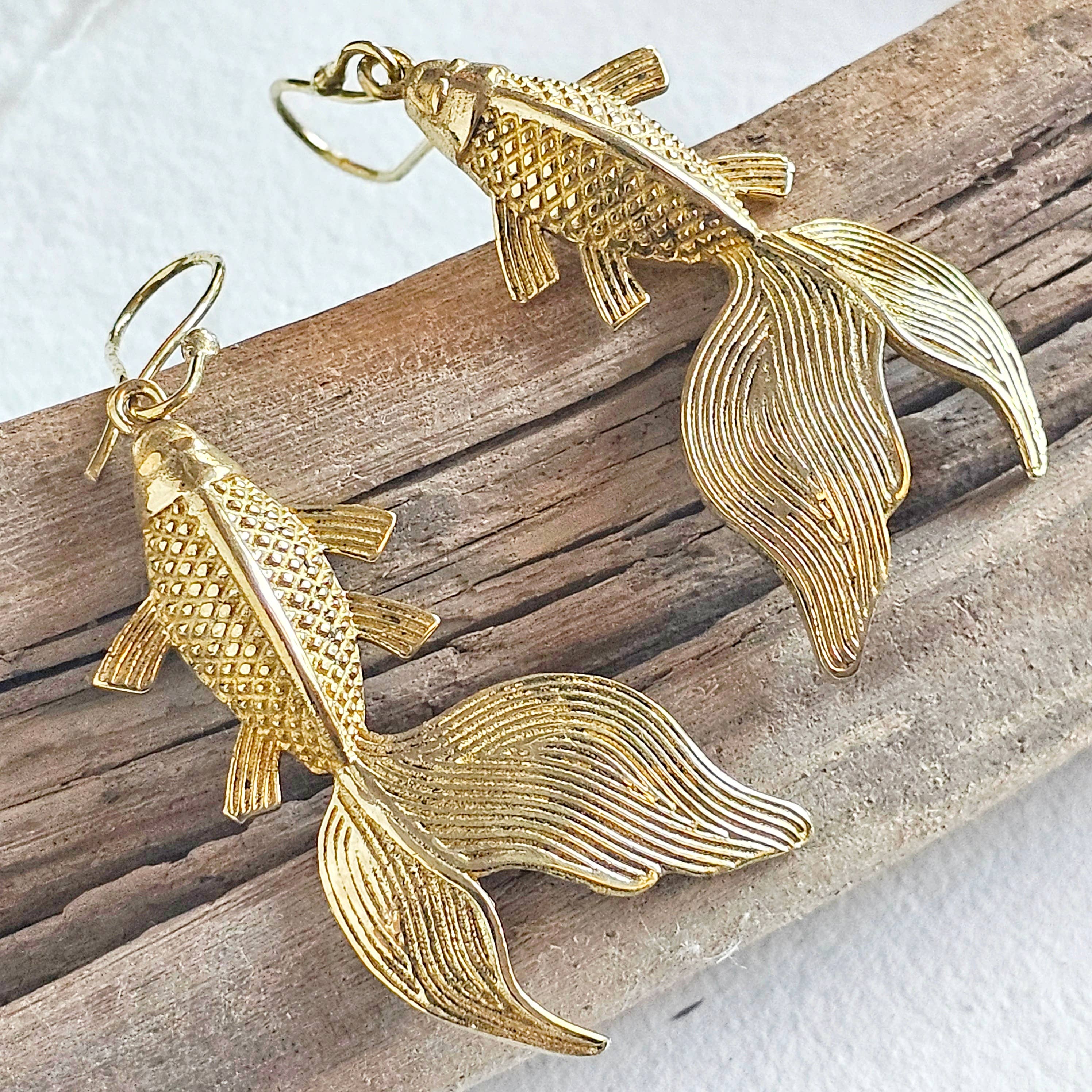 Bisjoux - Wholesale Dangle Earrings - Brass Koi fish design hanging earrings handmade 3