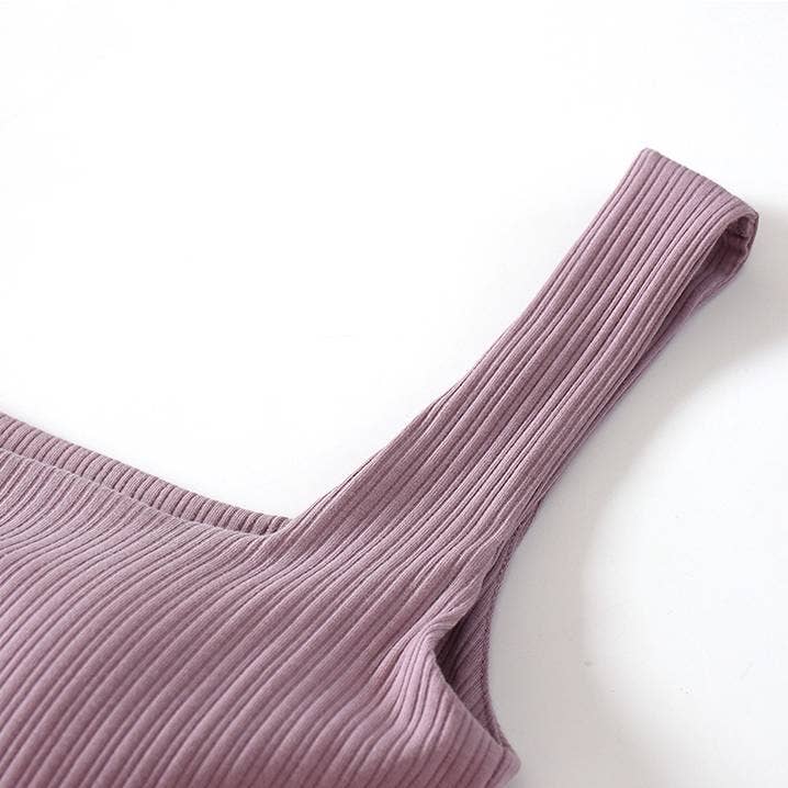 HIDDENBRAND - Wholesale Tank Top - Women's - Basic Essential cotton square neck rib tank top w self bra10