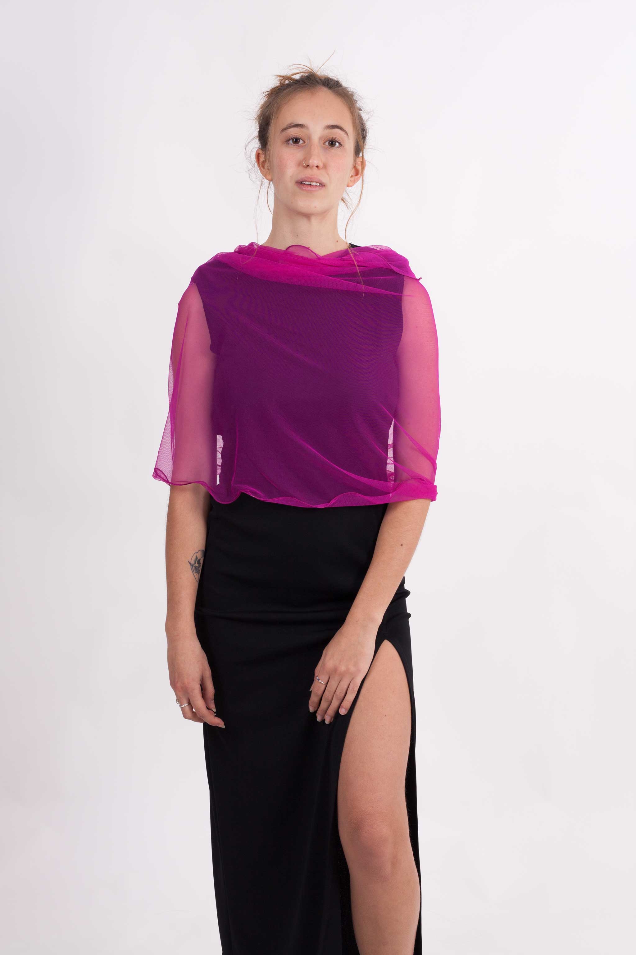 MR Complements - Vente Écharpe – femme - Châle en tulle grande taille aux bords ondulés51